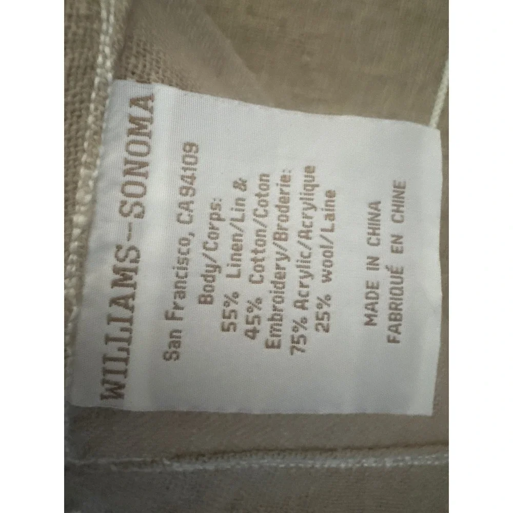 Williams Sonoma Embroidered Linen Cotton Placemats 2 Napkins 4 Set Oatmeal White